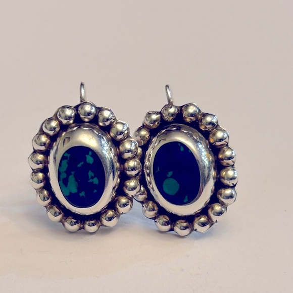 Sterling Silver Azurite stone hook on earrings